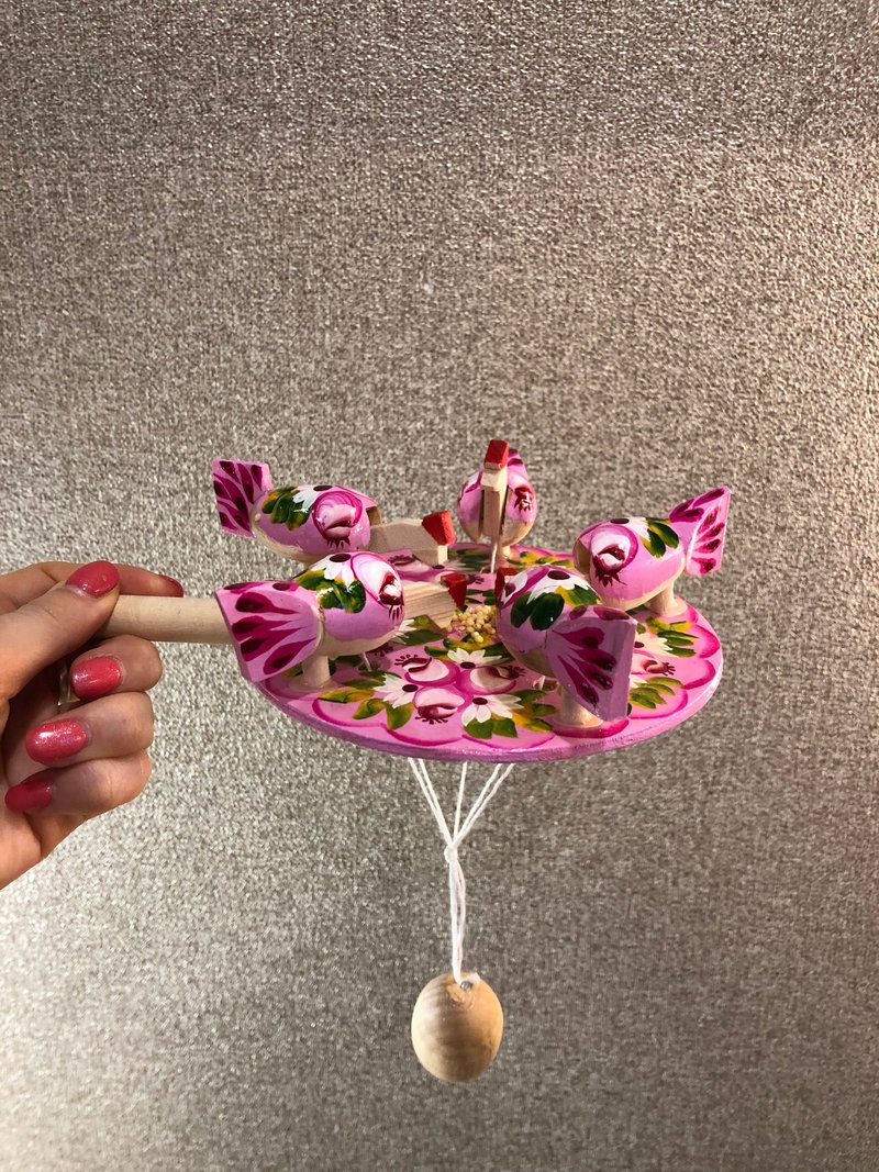 Russian Wooden Toy Chicken, Wooden Toy For Child, Live Toy, Russian Toy - 玩具/玩偶 - 木头 粉红色