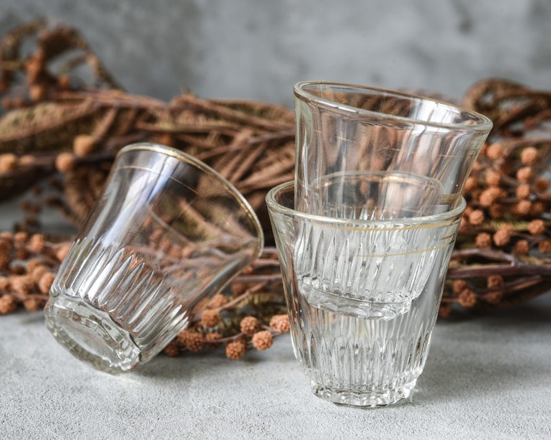 法国 金圈shot玻璃小酒杯一组(3只) - 酒杯/酒器 - 玻璃 