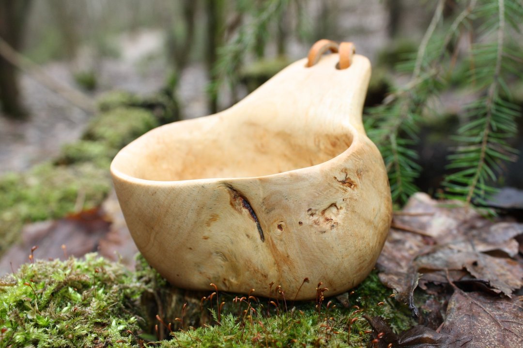 Kuksa 马克杯 桤木树节 90 毫升杯 木杯 271 咖啡杯 超轻 - 其他杯子 - 木头 金色