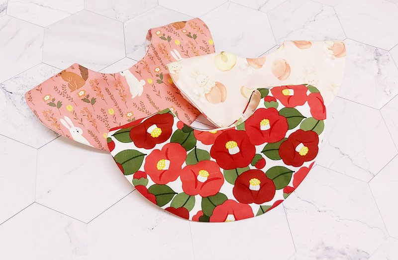 快速出货【兜兜三件组】优惠(3圆兜)手作口水围兜-自用-弥月礼盒 - 围嘴/口水巾 - 棉．麻 