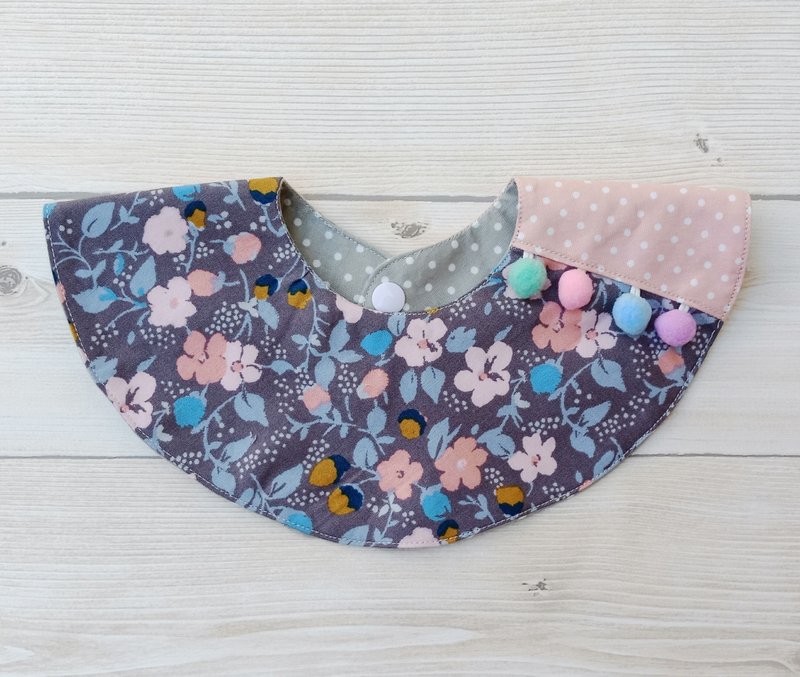 围兜 口水巾－优雅碎花 - 围嘴/口水巾 - 棉．麻 紫色