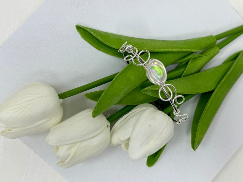 wire wrapping 彩虹白水晶 铜线 绕线 手环 - 项链 - 铜/黄铜 白色