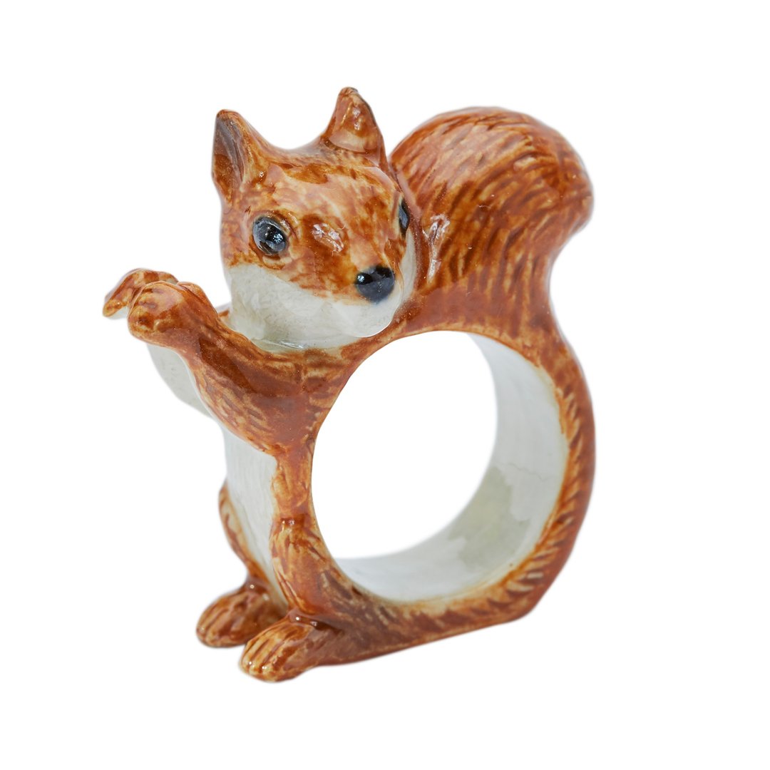 AndMary 手绘瓷戒指-松鼠 礼盒装 Squirrel Ring - 戒指 - 瓷 咖啡色