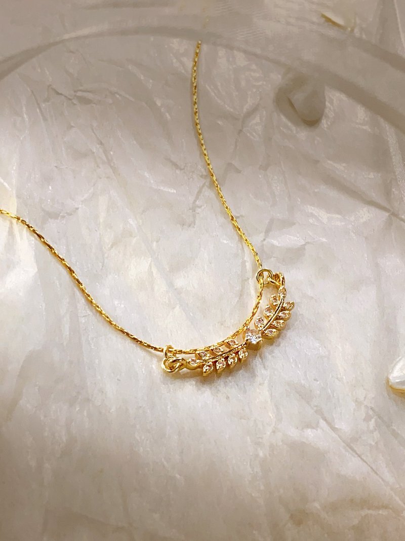 苒苒。MUCHAT手作14+18KGP锆石叶片项链 - 项链 - 其他金属 金色