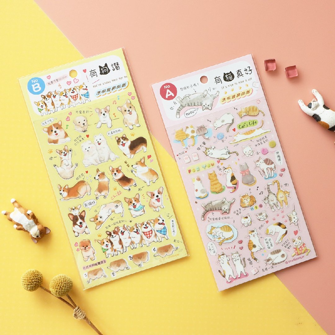 小动物 / 透明装饰贴纸 (2 图) SST-126 - 贴纸 - 纸 