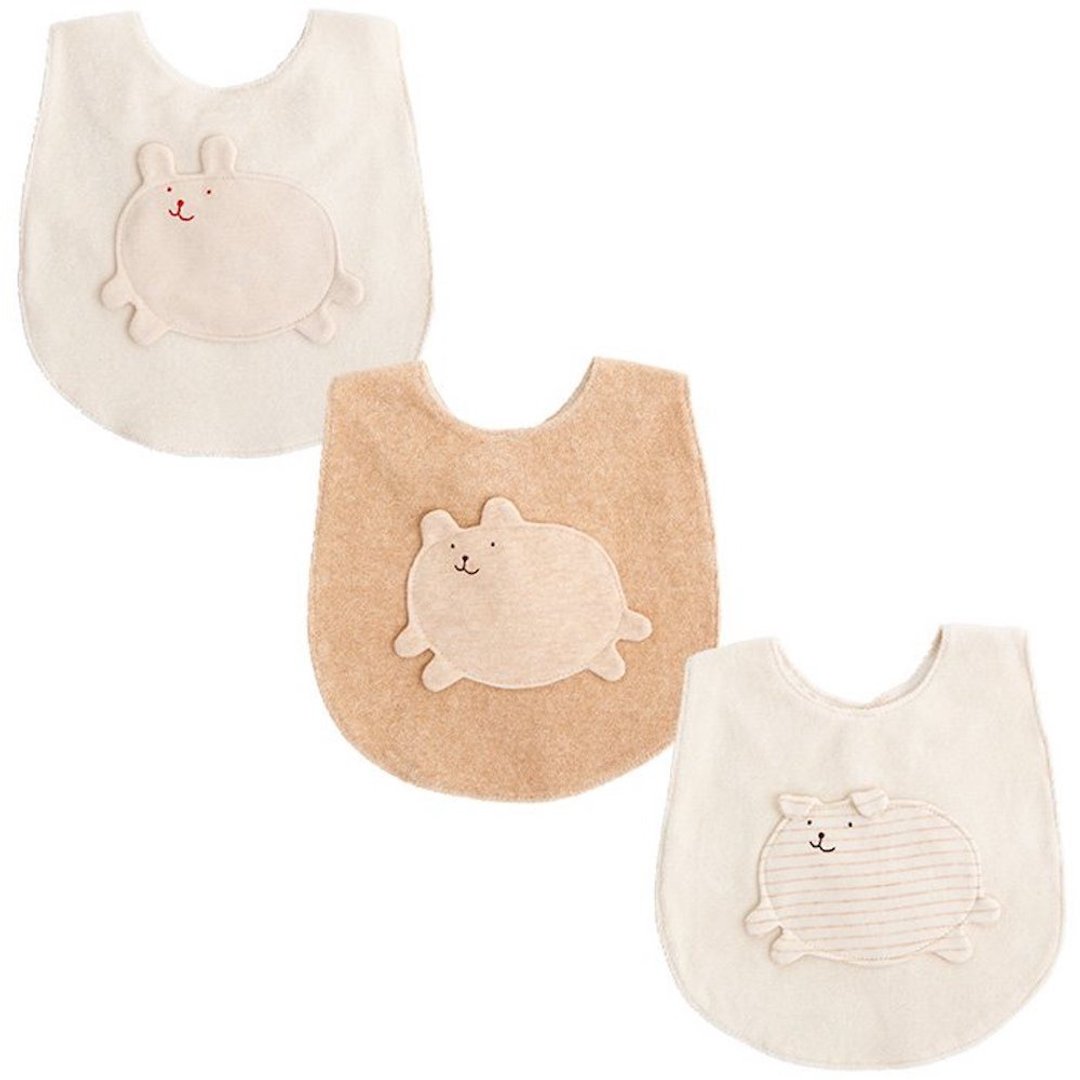 Y-1083 100% Organic Cotton Bib Rabbit Kumainu Made in Japan - 围嘴/口水巾 - 棉 白色