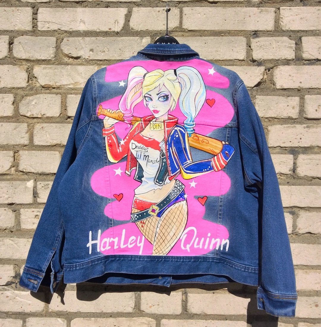 手绘丹宁外套 Harley Quinn Joker DC Comics 定制化礼物 - 女装休闲/机能外套 - 棉 多色