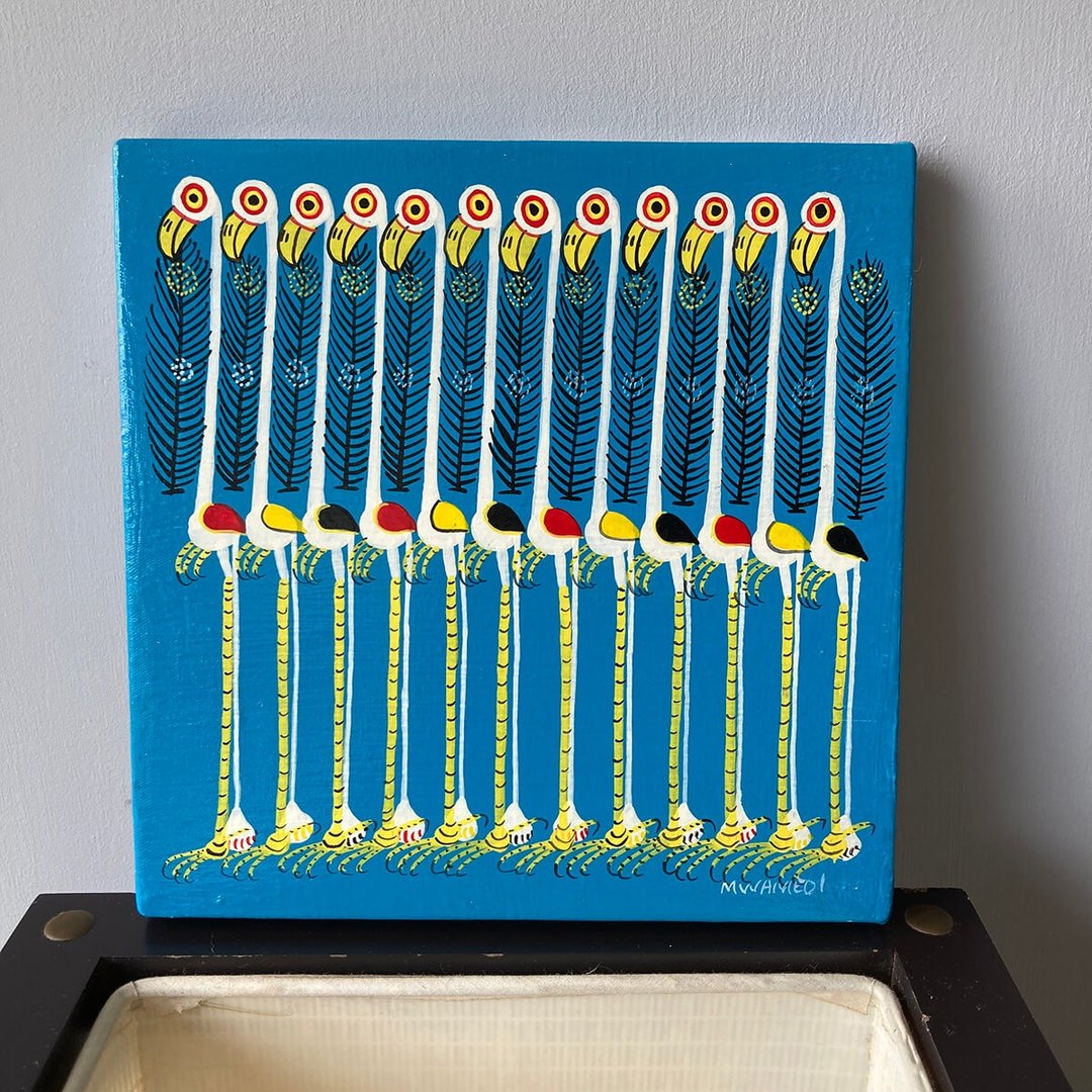 【U594 鹤家族-Mwamedi】非洲艺术空运来台/20x20cm - 海报/装饰画/版画 - 其他材质 