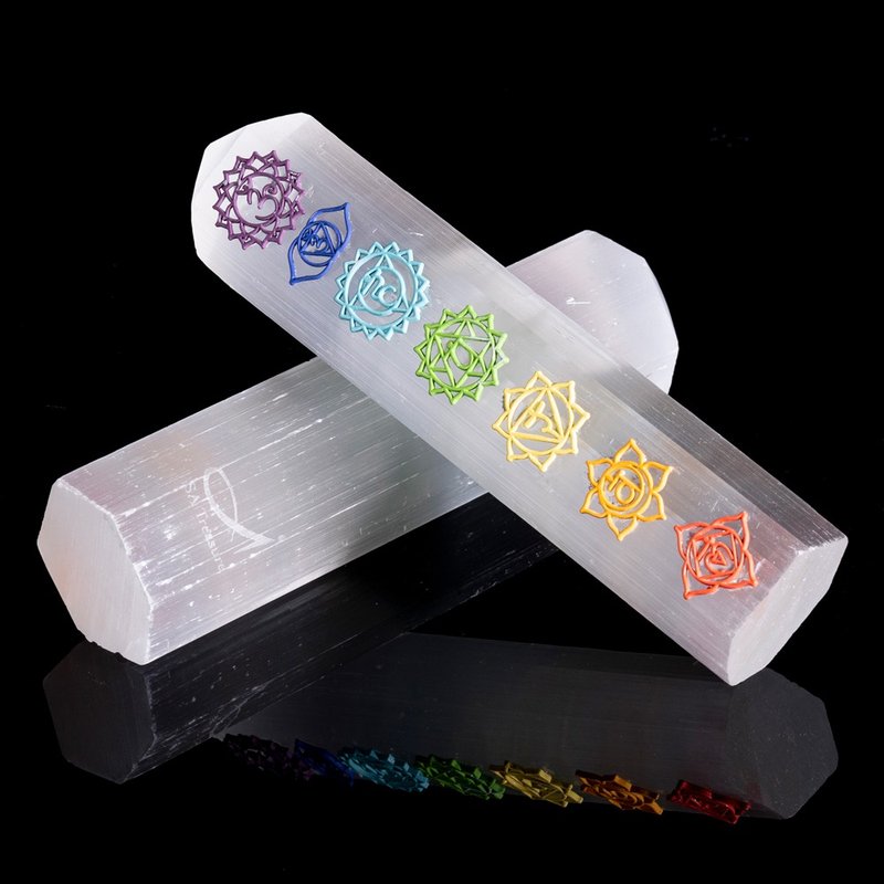 净化脉轮石膏柱 | 天然能量水晶 | 摆件 - 摆饰 - 水晶 白色