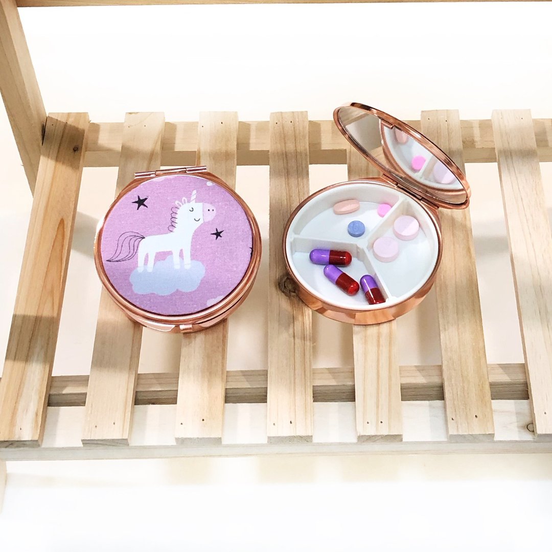 独角兽/便携式药盒.药品分格收纳盒.耳环小饰品可收纳 - 收纳用品 - 棉 粉红色