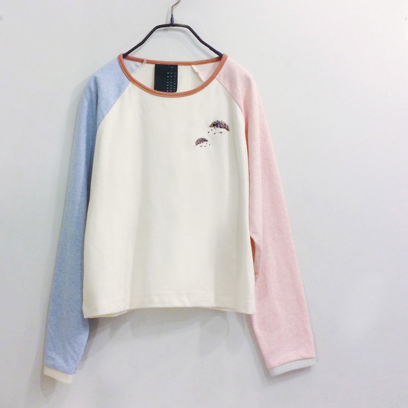 hedgehog embroidery long sleeve -pastel - 女装上衣 - 棉．麻 多色