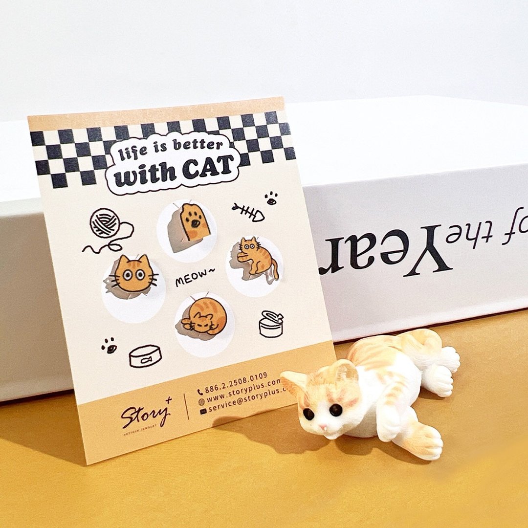 疗愈萌宠系列-猫咪造型耳环-橘猫款 - 耳环/耳夹 - 其他金属 多色