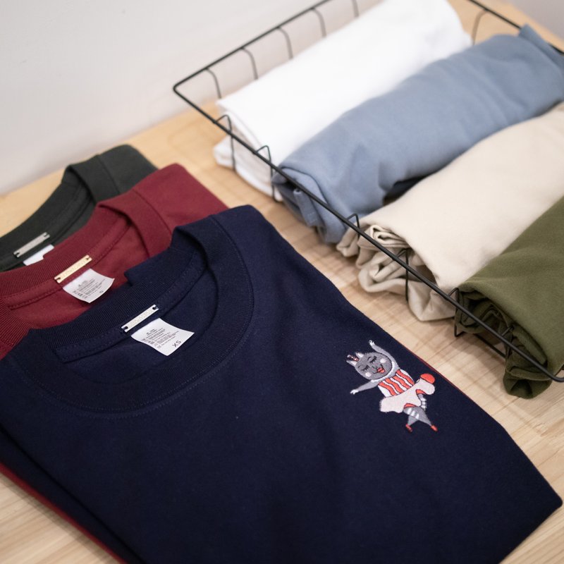 定制化 自选图案刺绣 T-shirt - 中性连帽卫衣/T 恤 - 棉．麻 多色