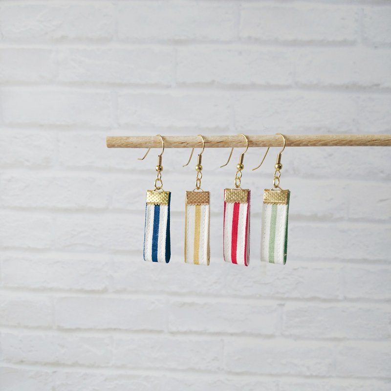 圣诞节条纹 定制化下单区 - 耳环/耳夹 - 棉．麻 多色