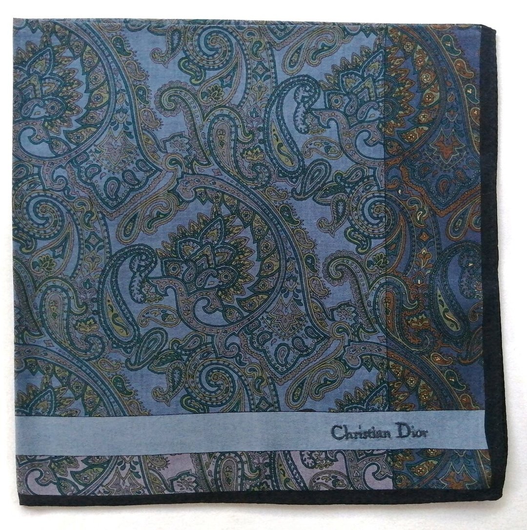 Christian Dior 复古手帕口袋巾 蓝色 19 x 19 英寸 - 手帕/方巾 - 棉 灰色