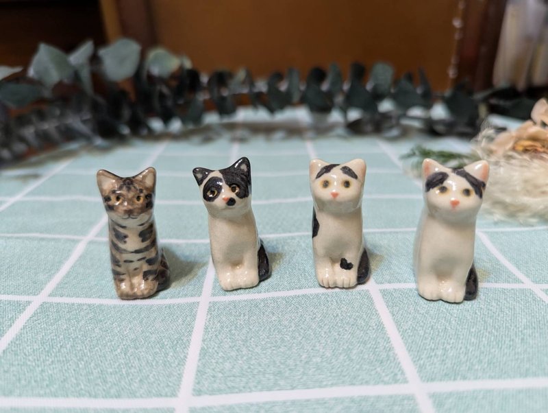 虎斑奶牛小椛猫 - 手工陶艺公仔 | 疗愈收藏小物 | 送礼最佳选择 - 摆饰 - 陶 多色