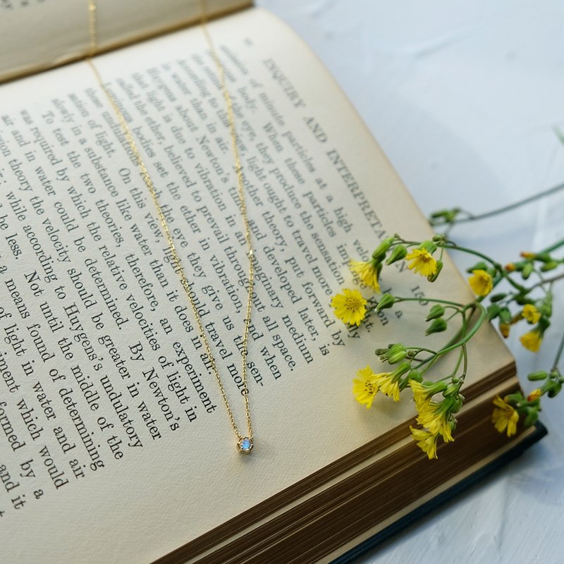 经典六角 月光石项链 10K 14K 18K K金 轻珠宝 - 项链 - 24k 金 金色