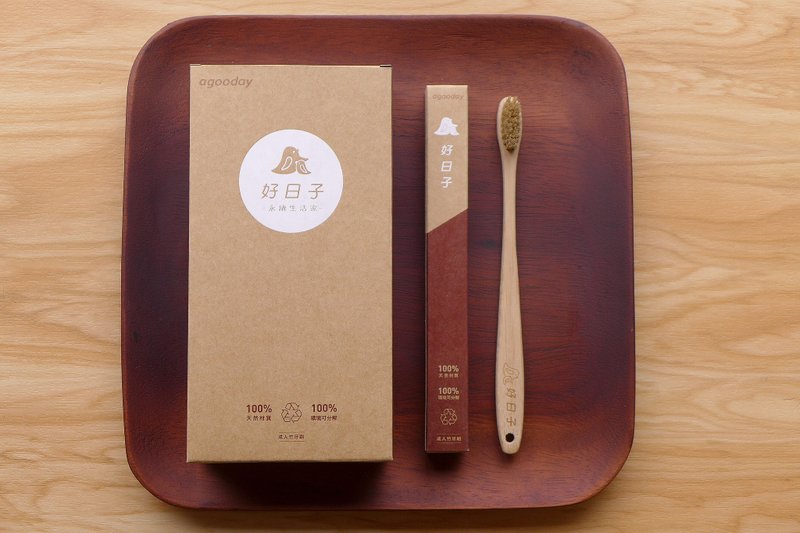 【agooday 好日子】 环保竹牙刷─成人竹牙刷(猪鬃)12入组/盒 - 其他 - 竹 咖啡色