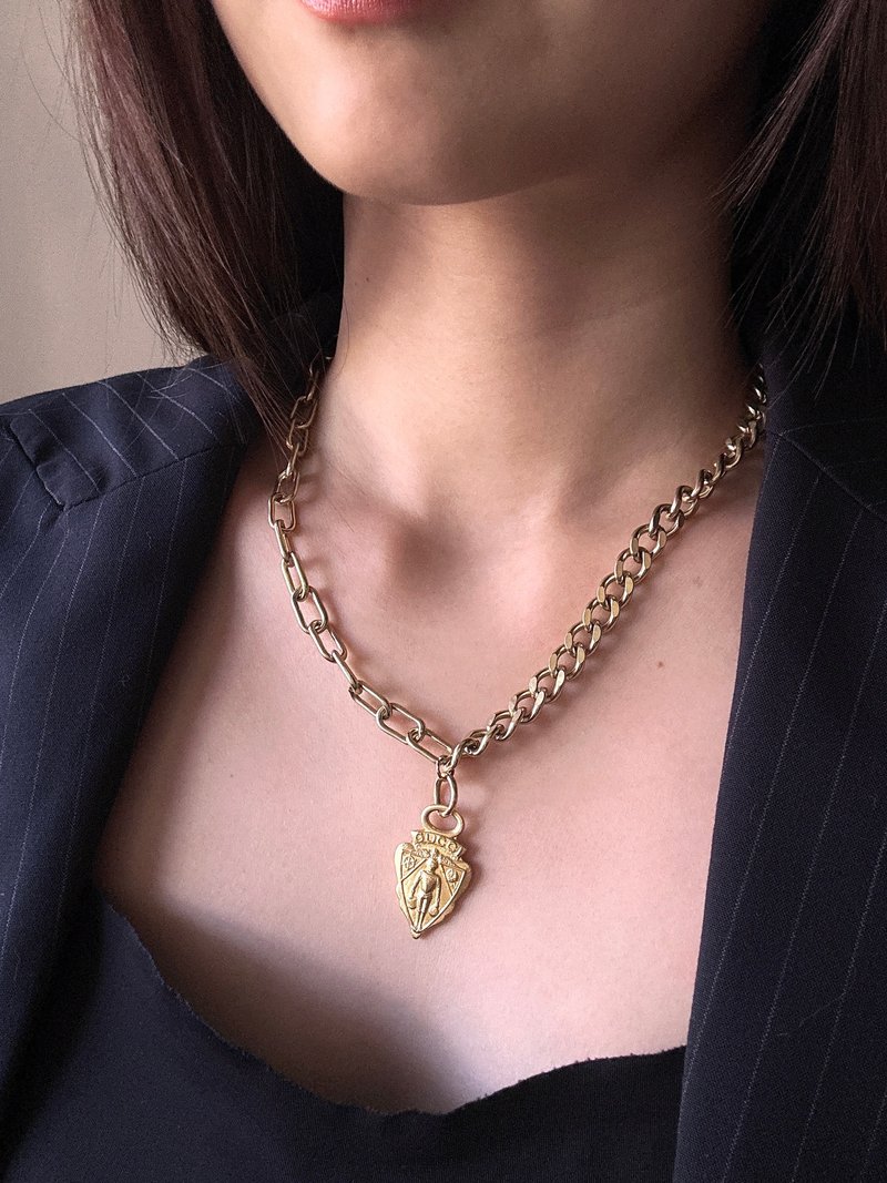 中古孤品 Gucci 项链 拉链扣改装 DIY 男女适用 礼物 古董首饰 - 项链 - 其他金属 金色
