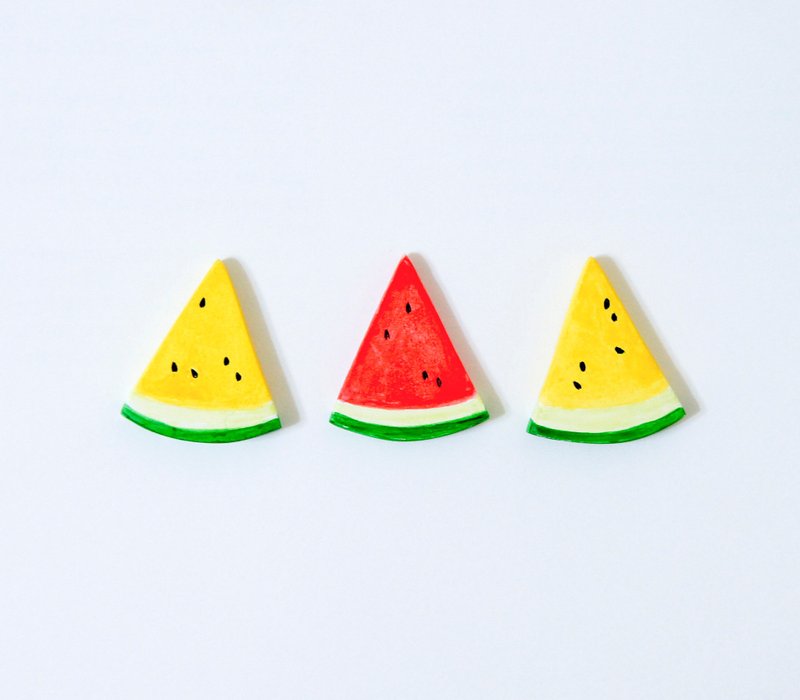 すいか西瓜小胸针 - 胸针 - 粘土 红色