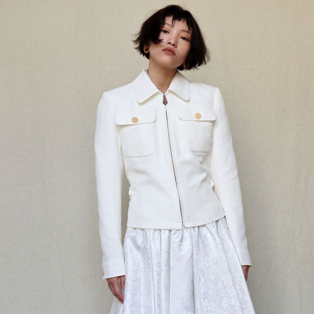 南瓜Vintage。古着 HERMES 爱马仕 白色 拉链 休闲 外套 - 女装休闲/机能外套 - 棉 白色