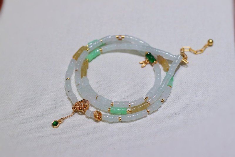 天然A货翡翠项链百搭链多圈手链水晶玉石锁骨链高级温柔法式清新 - 项链 - 玉石 