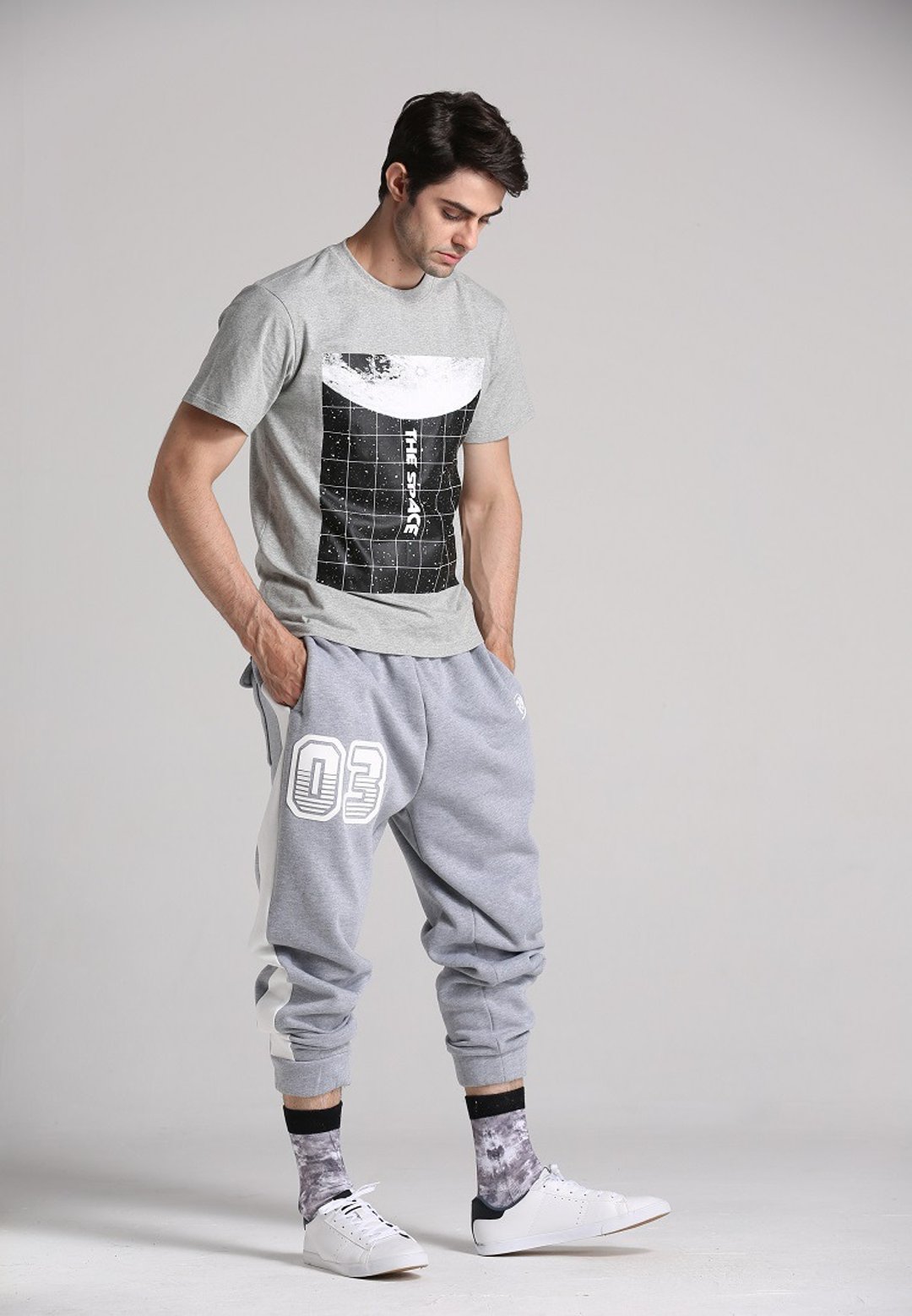 美国Fools Day Space Box Grey Tee - 中性连帽卫衣/T 恤 - 棉 灰色