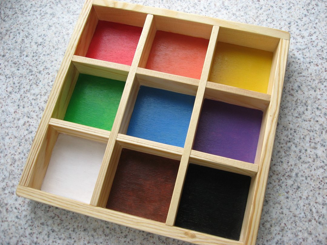 Color Sorting tray - Montessori Wooden  Box -  preschool activity  for toddler - 玩具/玩偶 - 木头 多色