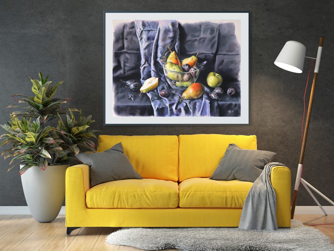 Still life original watercolor handmade painting by artist Irina Zhunaeva - 海报/装饰画/版画 - 纸 多色