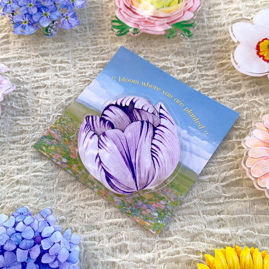 flower griptok / phonegrip / popsockets - Tulip - 手机配件 - 压克力 紫色