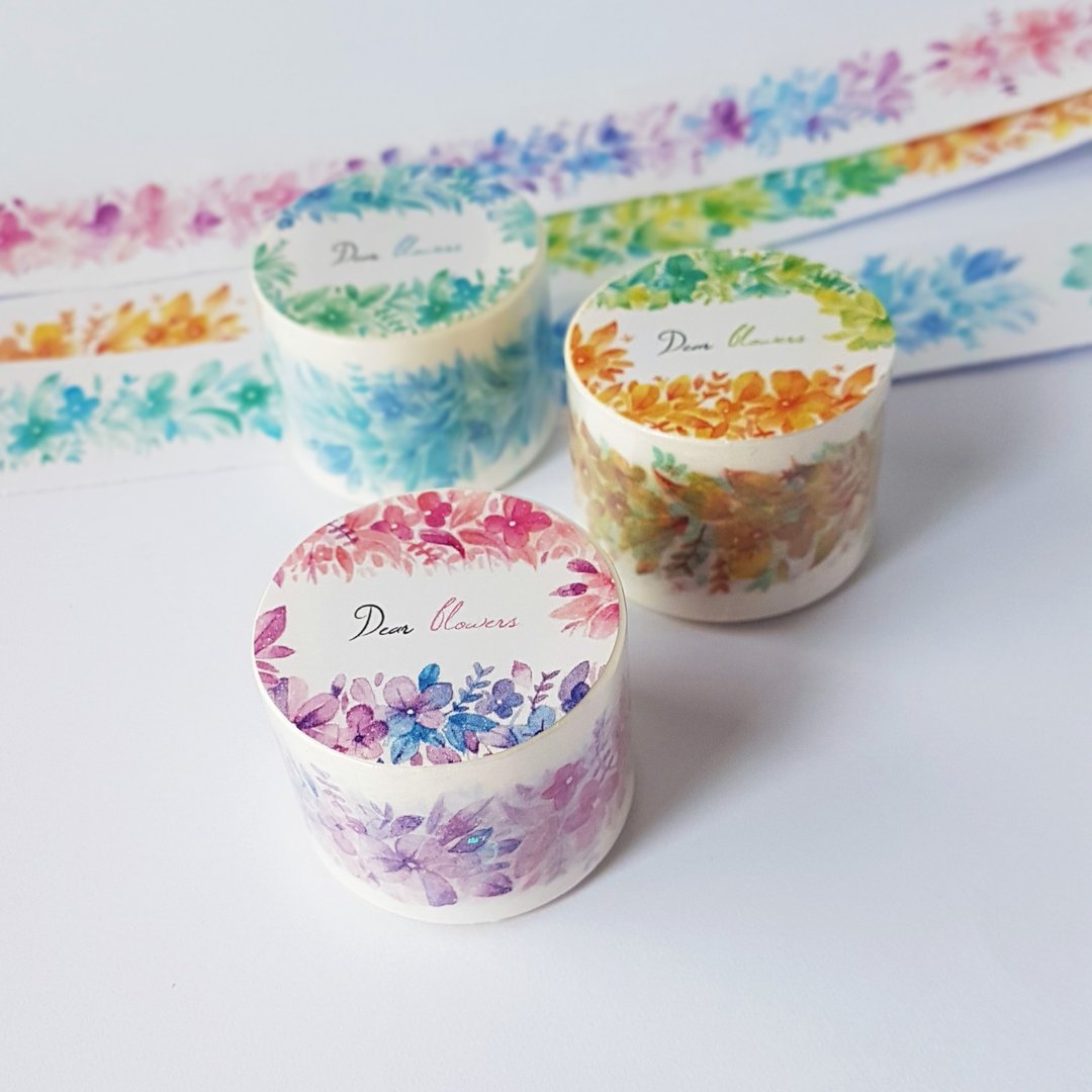 花形系列 花之形 纸胶带3入 - 纸胶带 - 纸 多色