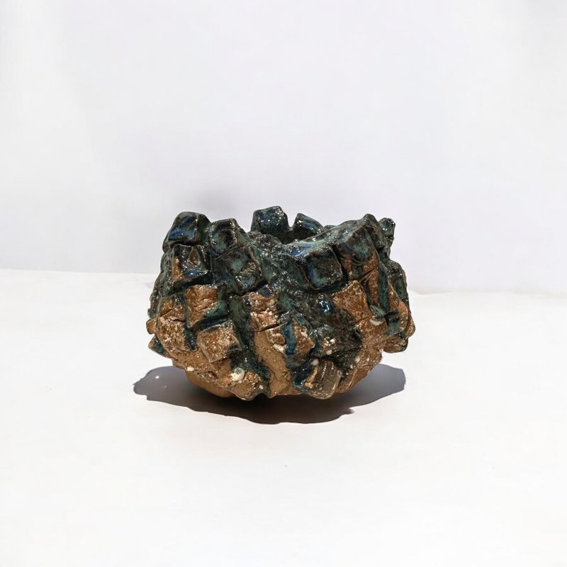 【好人制陶】 蓝晶矿石泥纹 手工陶盆 - 植栽/盆栽 - 陶 蓝色