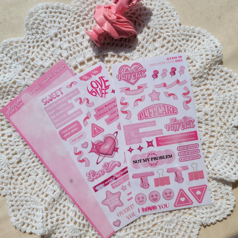 LovePuffClub 报价贴纸 - 贴纸 - 纸 粉红色
