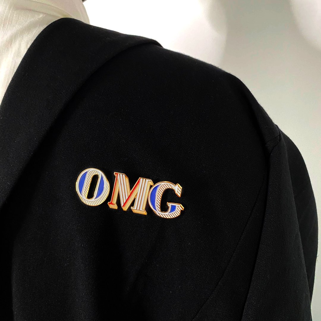 O / Omg 琺瑯徽章卡－附信封 開學季 情人卡 萬用字母卡 - 徽章/别针 - 珐琅 蓝色