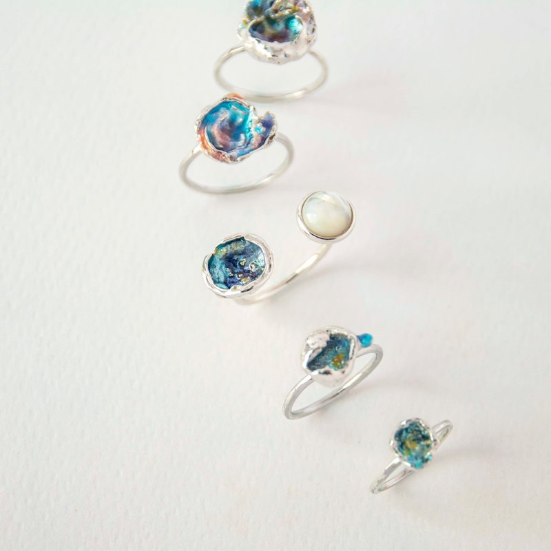 秋冬新时尚  星空戒指 我的银河 纯银 珐琅 可订制 - 戒指 - 珐琅 多色