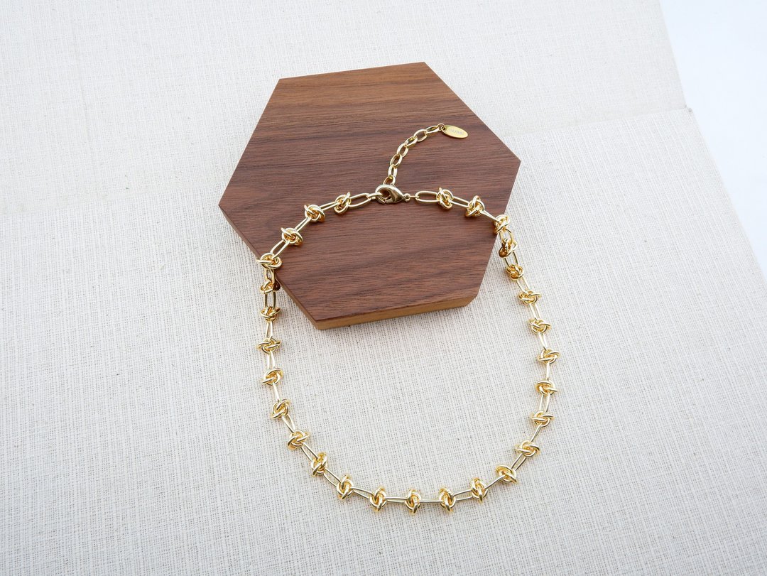 Gold chain Short Necklace - 项链 - 贵金属 金色