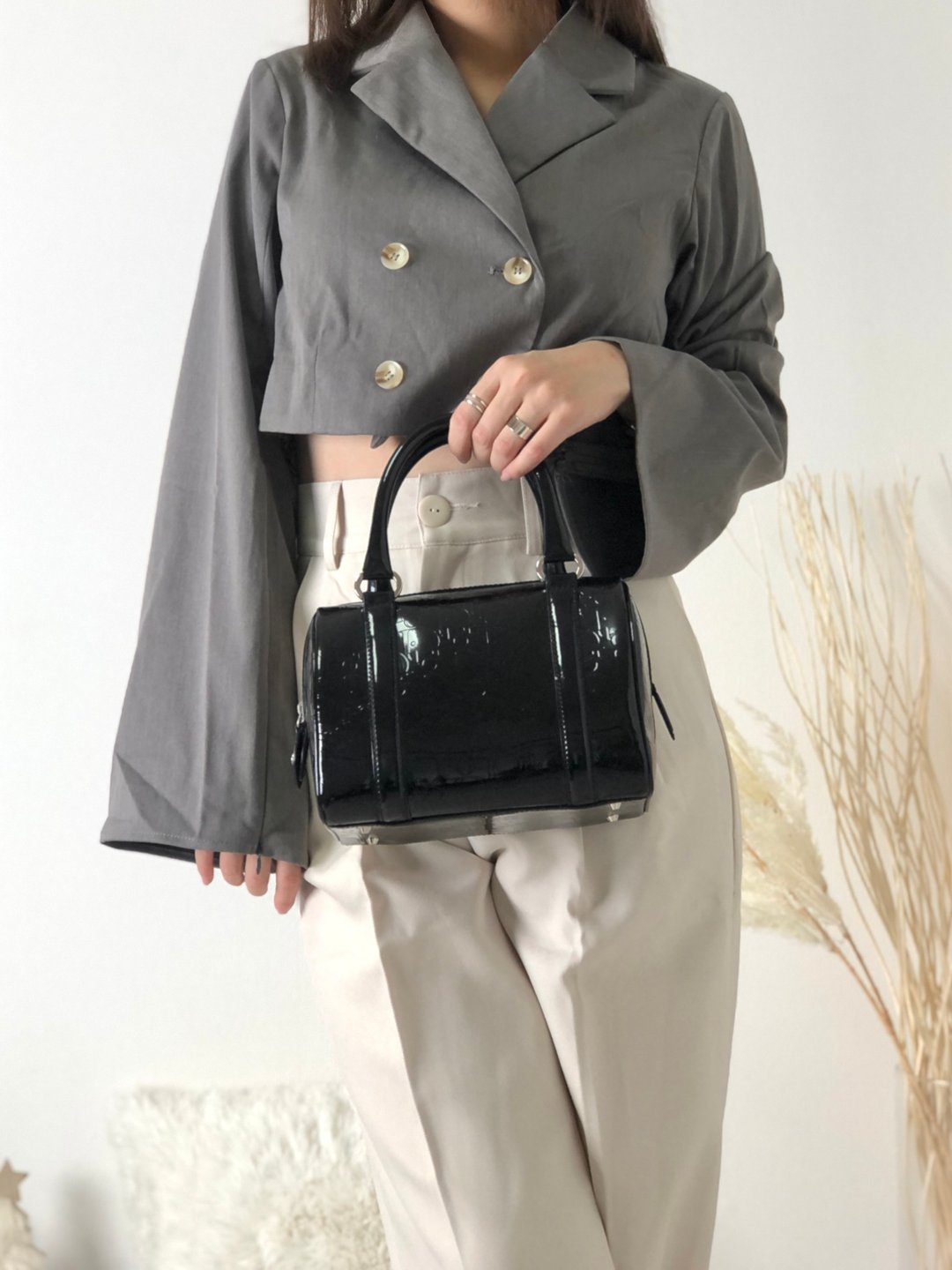 【日本直送，名牌包装】Christian Dior Dior Trotter 漆皮迷你波士顿手提包黑ckzjdp - 手提包/手提袋 - 其他材质 黑色