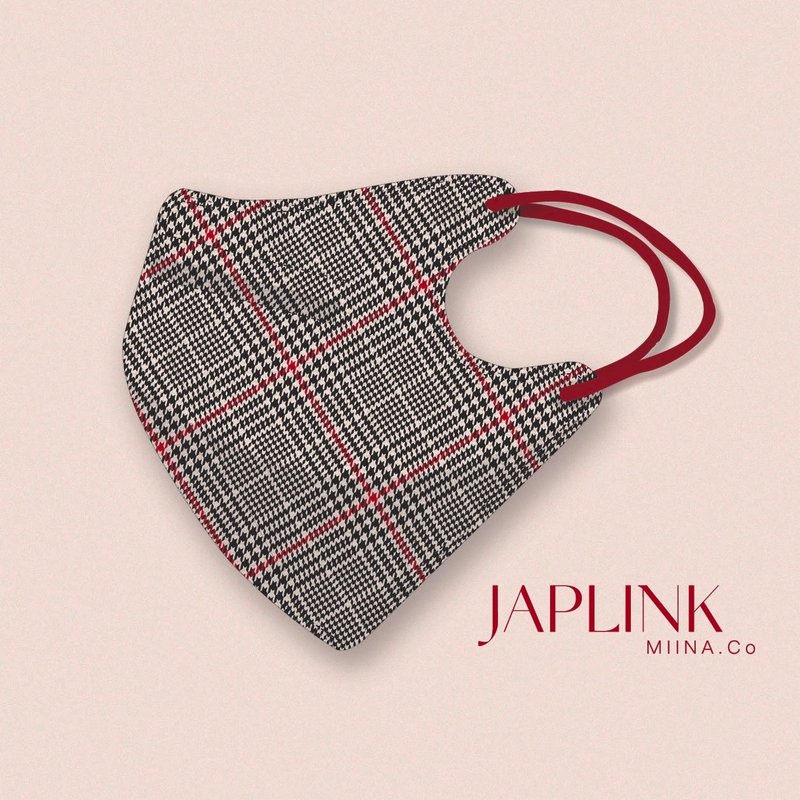 【标准】JAPLINK HEPA 高科技水驻极 立体医疗口罩- 经典千鸟 - 口罩 - 聚酯纤维 黑色