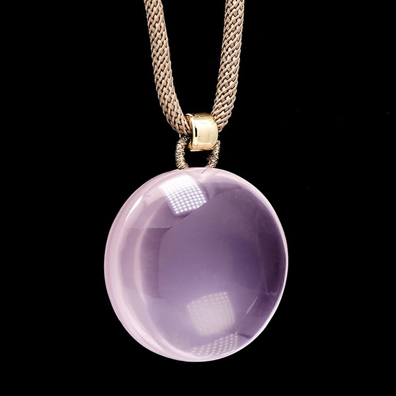 【正佳珠宝】粉晶 星光芙蓉粉晶 32-34mm 圆润圆形吊坠 粉晶吊坠 - 项链 - 半宝石 