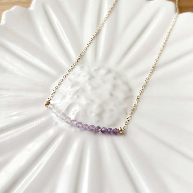 石光-天然矿石饰品-渐层紫水晶月光石项链-2月生日石 - 手链/手环 - 宝石 紫色