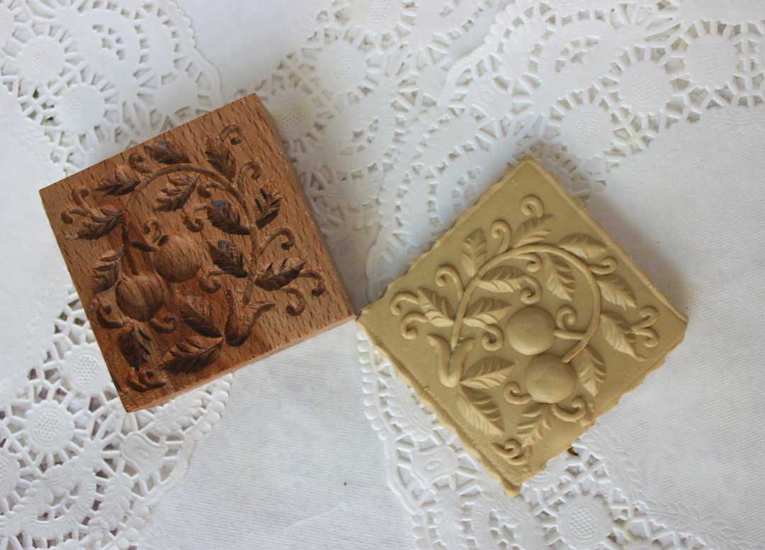 Wooden stamp ,stamp for gingerbread cookies, springerle stamp - 厨房家电 - 木头 咖啡色