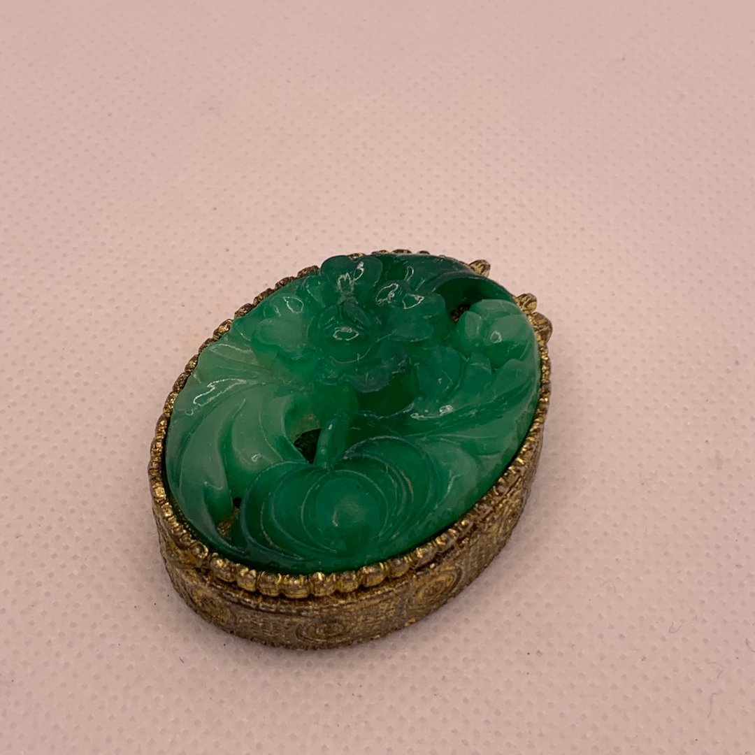 Vintage 青玉饰品盒香膏盒 - 其他 - 其他金属 