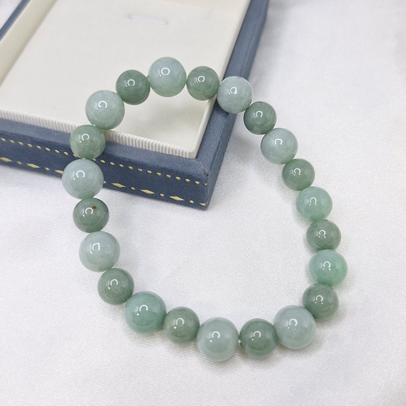 缅料 青绿色 跳色 手珠 珠串 | 天然缅甸玉A货翡翠 - 手链/手环 - 玉石 