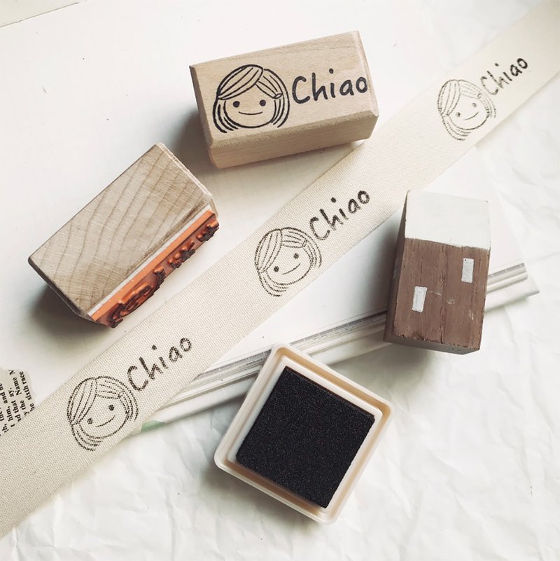木头印章 日本布用印台 姓名印章 衣物印章 - 印章/印台 - 木头 黑色