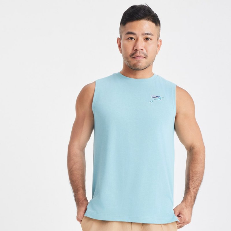 【漂浮热浪岛】飞翅排汗宽肩背心湖水绿款(男女适用) - 男装背心 - 其他材质 绿色