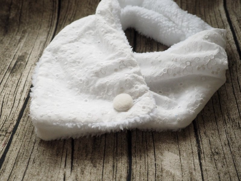 英国手工缝制 保暖围巾围脖颈巾 白花刺绣 更多图案可选 - 围巾/披肩 - 棉．麻 白色