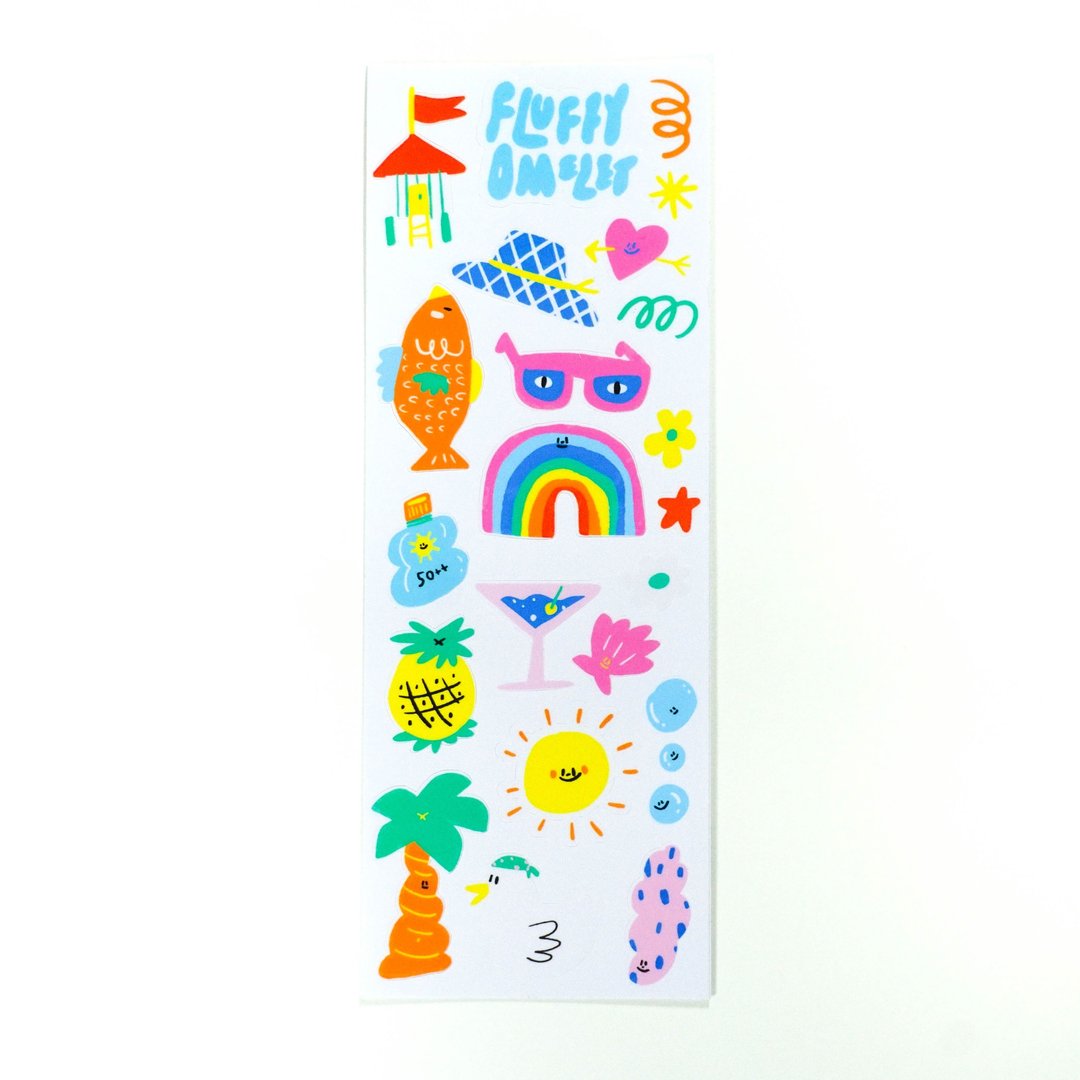 WHITE BEACHY TINY STICKER PAD - 贴纸 - 纸 白色