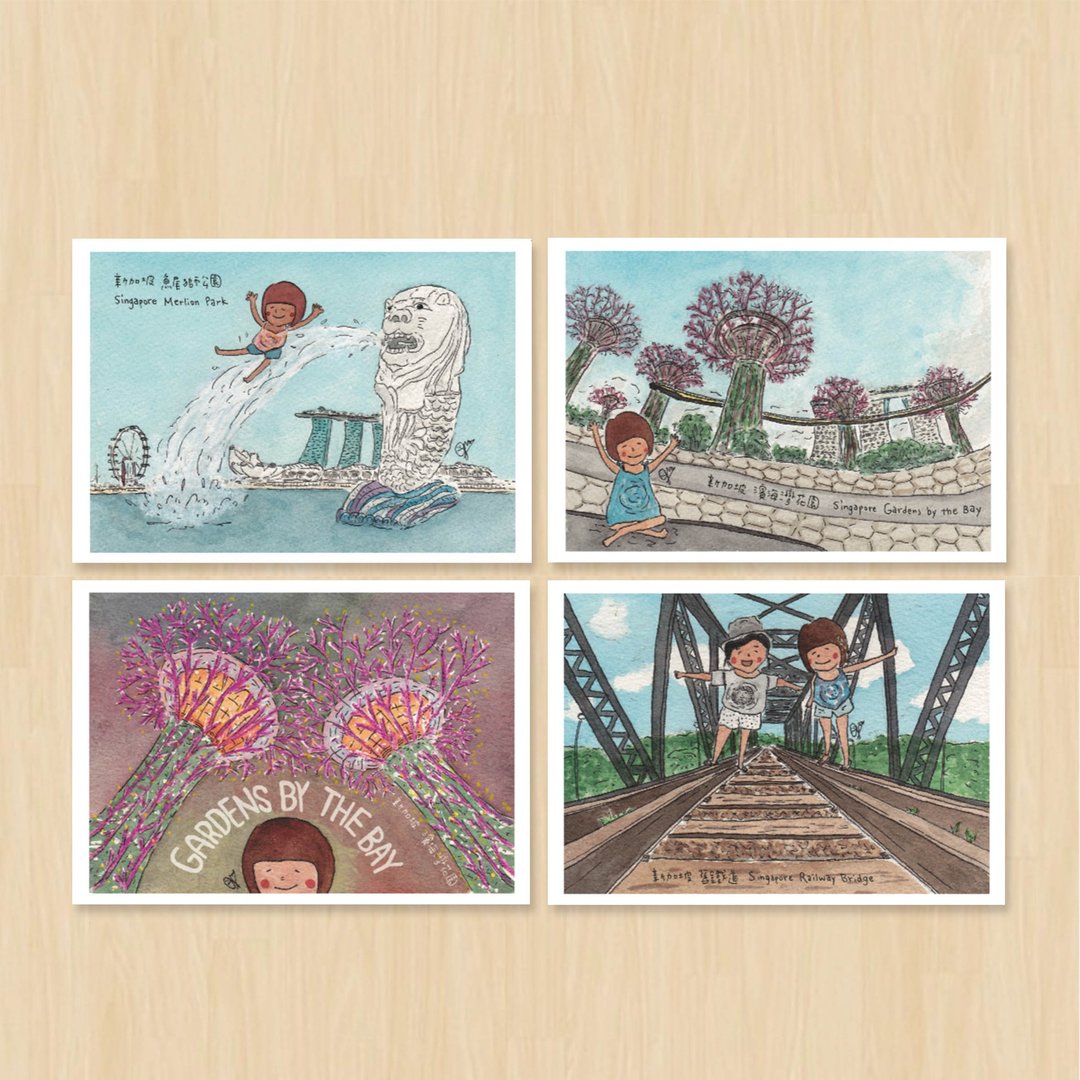 新加坡系列 / 地方景点 / 明信片 - 卡片/明信片 - 纸 多色