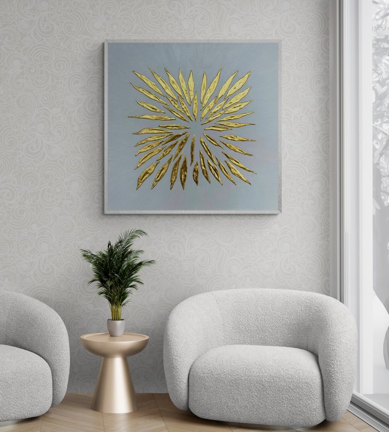 抽象黑金油画客厅墙壁画 - 墙贴/壁贴 - 棉．麻 黑色