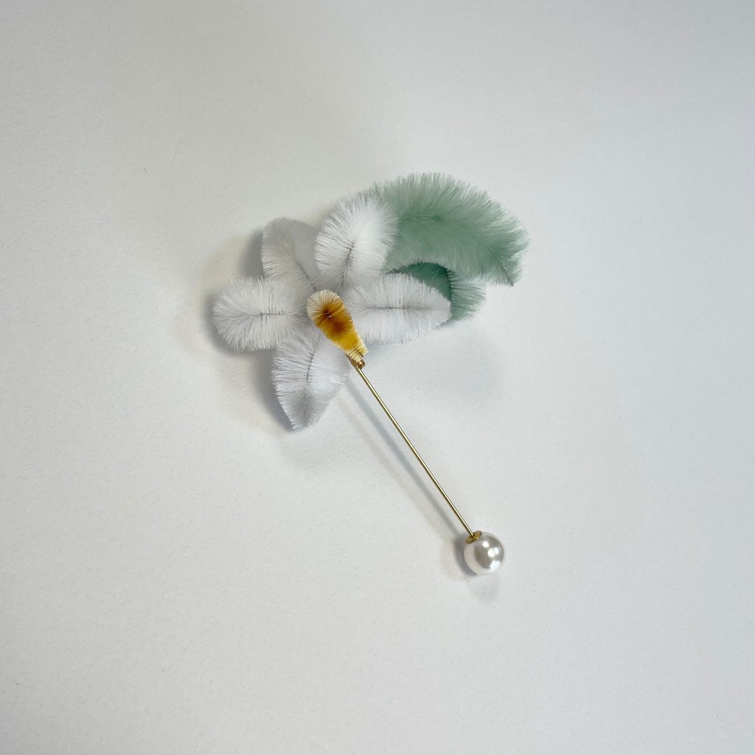 蝴蝶兰胸针　绒花　DIY　工艺体验箱 - 其他 - 其他人造纤维 白色